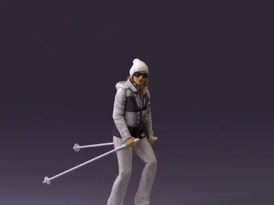 woman in skisuit on skies 1101 3D model