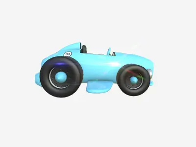 Cartoon Kart B10 Light Blue - Vehicle Racing Design Low-poly 3D model