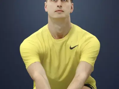 Romance Sportswear Casual Man playing volleyball digging Low-poly 3D model