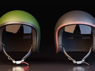 Vintage Open Face Motorcycle Helmet 3D model