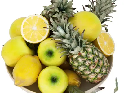 bowl of tropical fruits 17 3D model