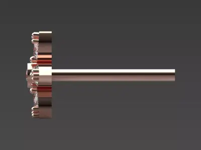 Rose Gold Diamond Flower Stud stl Earrings Model je0117 3D print model