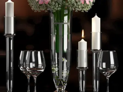 Decorative vase set 3D model