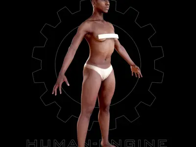 Female Scan - Tiana A-pose Rigged and Expressions Low-poly 3D model
