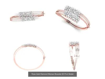 Rose Gold Diamond Woman Bracelets 3D Print Model 3D Model Collection