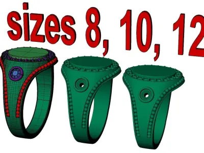 ring with gems 3D print model