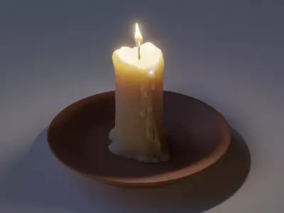 Realistic candle in bowl 3D model