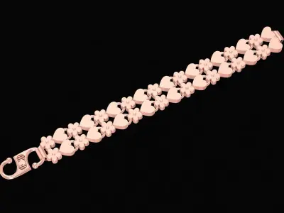 Luxury Floral Link Bracelet Jewelry Design 4147 3D print model