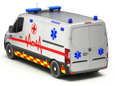 Ambulance Car 1-V5 Low-poly 3D model