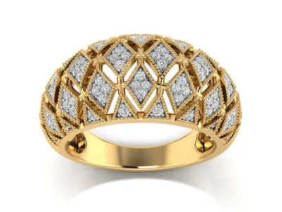 Light Weight Rose Gold Diamond Ring  -R-3924 3D print model