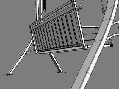 Multiple Seats Wooden Swing with Roof 10 3D model