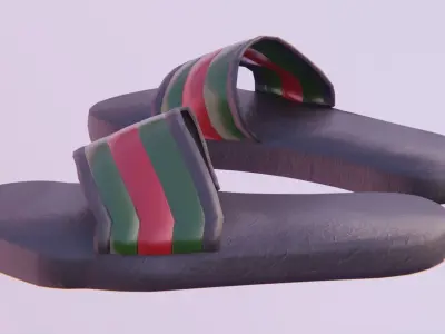 Green and Red Designer Sandals Low-poly 3D model
