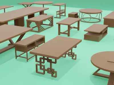 3D Greybox Table Pack 20 Low Poly Models for Prototyping  Low-poly 3D model