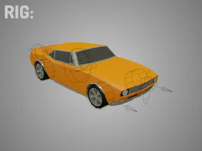 Low Poly Car Rig Template - Animation Low-poly 3D model