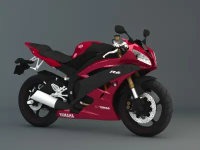 Yamaha R6 2007 Red 3D model
