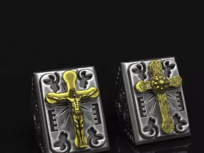 ring jewelry Jesus cross vol2  3D print model
