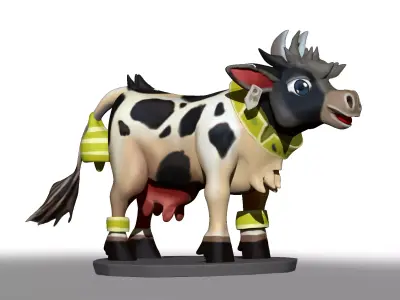 Four Cow Skins Sculpted in ZBrush 3D model