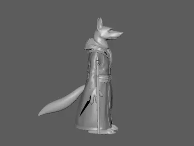  Cartoon Wolf-Old- base mesh Low-poly 3D model