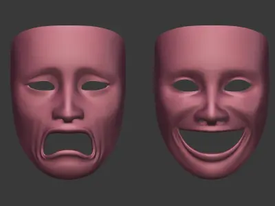 Theater Mask Low-poly 3D model