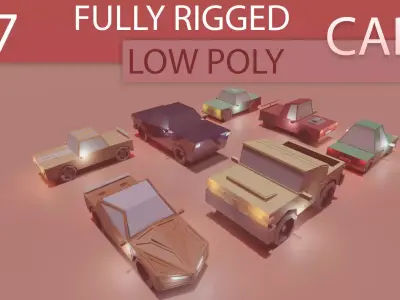 Low-Poly Car Set toy Low-poly 3D model