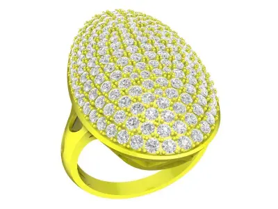 A6508 Italy Pave Diamond Oval Women Ring 3D print model
