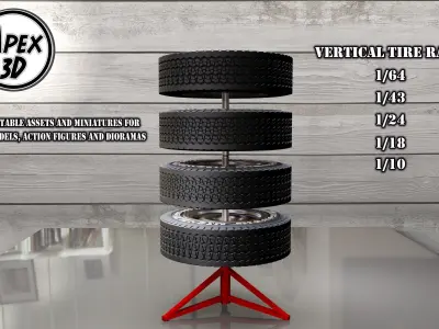 Tire Shop Set with 5 products 3d printable in various scales 3D print model