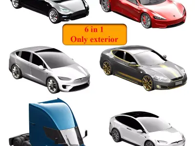 Tesla cars models collection 3D model