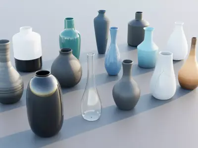 A set of beautiful vases in various shapes 3D model