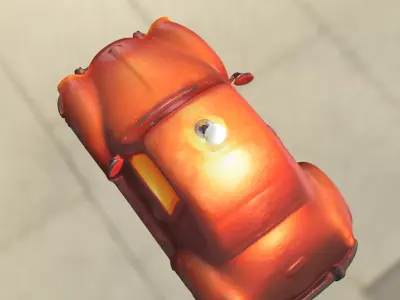 Cartoon Vintage Car with Candle Low-poly 3D model