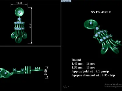 Pendant Earrings combo - 4882 3D print model