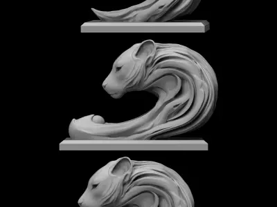 Abstract Lion Cheetah Head  Modern 3D Print Decor 3D print model