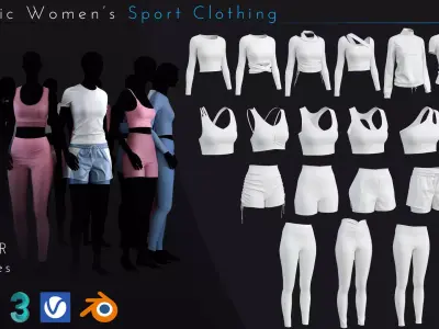 20 Piece Women Sportswear Clothing Pack 3D model