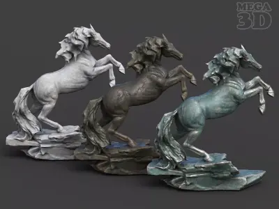 Low poly Horse Statue 220528 Low-poly 3D model