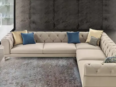 Luxury Chesterfield Corner Sofa Set  3D model