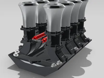 Holden 304 ITB Injected Engine 3x stack styles 3D print model