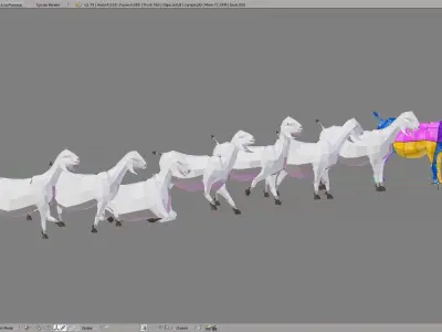 Goats goat in low polygons Low-poly 3D model