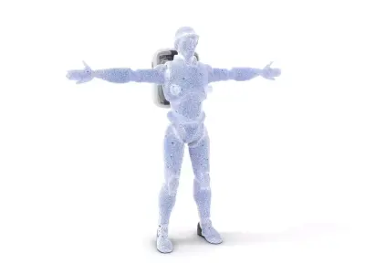Futuristic White Robot model pack Low-poly 3D model