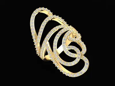 Luxury Spiral Diamond Women Ring 1486 3D print model