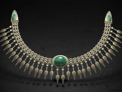 Ancient Necklace and Brooch Low-poly 3D model