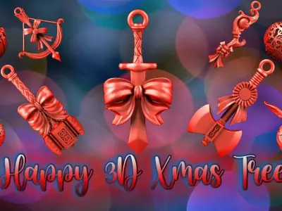 Happy 3D Xmas Tree  3D Model Collection