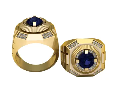 ELEGANT BLUE SAPPHIRE RING 3D PRINTABLE MODEL  3D print model