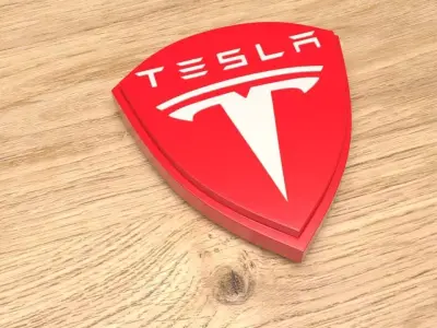 Tesla logo logotip emblem 3D print model 3D 3D print model
