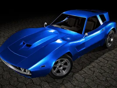 70s Shooting-brake generic vintage coupe Low-poly 3D model