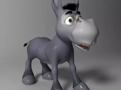 cartoon donkey Rigged Low-poly 3D model
