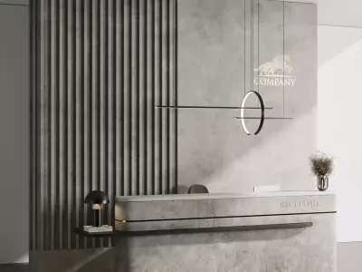 Reception desk office furniture 05 3D model