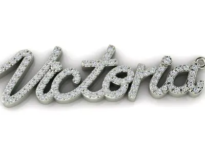 Custom Diamond Name Pendant VICTORIA 3D print model