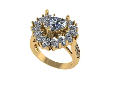 Women diamond ring 3d render 3D print model