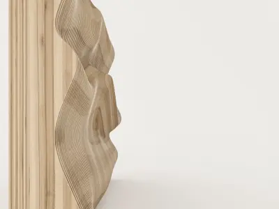 Parametric Sculptural Wall  and Parametric Wooden Bench 3D  Low-poly 3D model