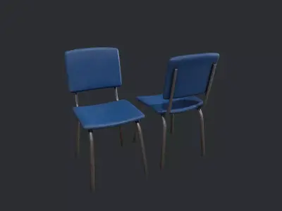 Basic Blue Chair Low-poly 3D model