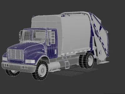 Garbage Truck 3D model Low-poly 3D model